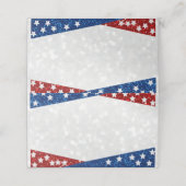 Rot, Weiß und Blau 4. Juli Glitzer Platzkarte (Außenseite Aufgefaltet)