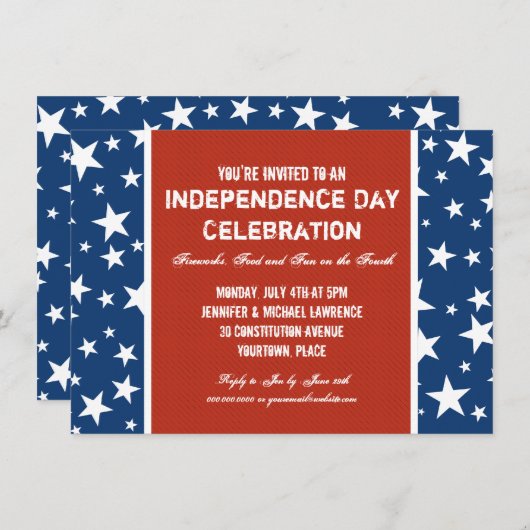 Rot, Weiß und Blau 4. Juli Party Einladung (Vorne/Hinten)