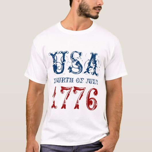 Rot weiß und blau 4. Juli t Shirt | USA 1776 (Vorderseite)