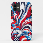 Rot, Weiß und Blau Abstrakte US-Flagge Patriotisch Case-Mate iPhone Hülle (Rückseite)