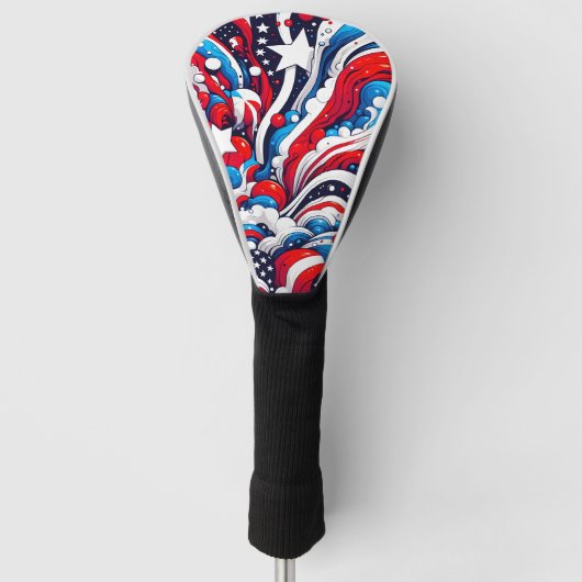Rot, Weiß und Blau Abstrakte US-Flagge Patriotisch Golf Headcover (Vorderseite)