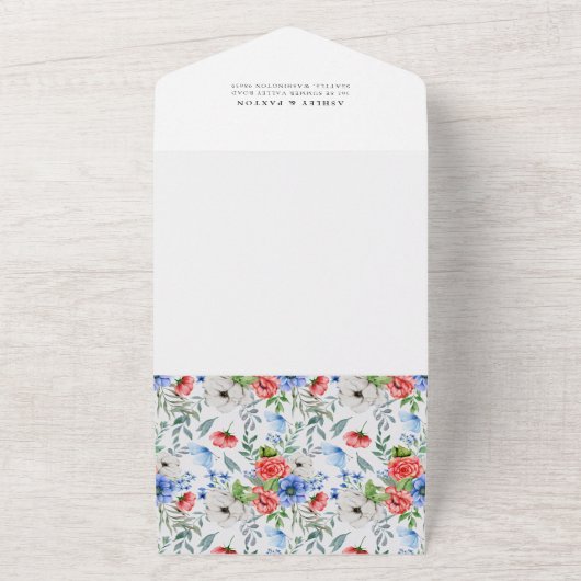 Rot, weiß und blau, alles in einer Invita All In One Einladung (Außenbereich)