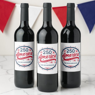 Rot Weiß und Blau Amerikas 250. Jubiläum Weinetikett
