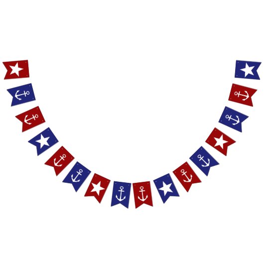 Rot-Weiß und Blau-Anker und Sterne Wimpelkette (Alle)
