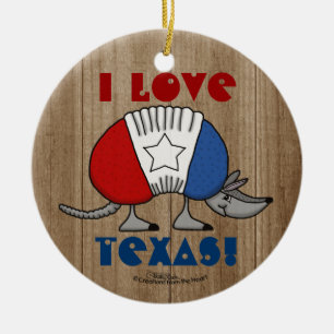 Rot, Weiß und Blau Armadillo-I Liebe Texas! Keramik Ornament
