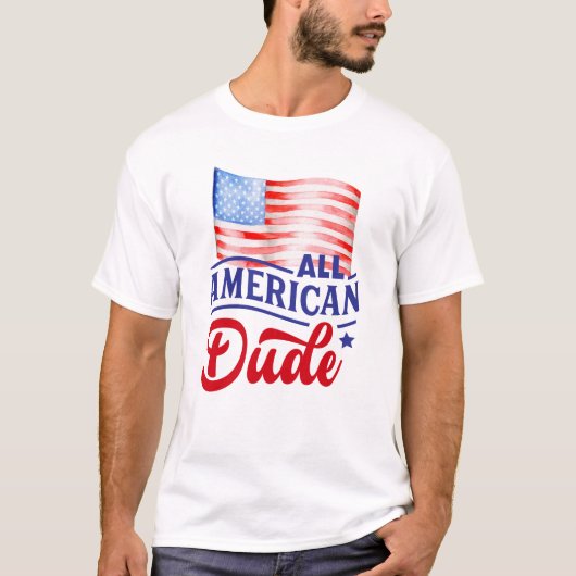 Rot-weiß und blau-blühend Alle amerikanischen Typ T-Shirt (Vorderseite)