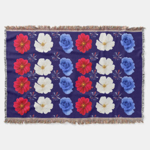Rot, Weiß und Blau Blume Knöchelblanken Decke