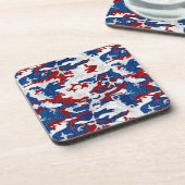 Rot, Weiß und Blau Camouflage 4. Juli Glitzer Getränkeuntersetzer (Linke Seite)