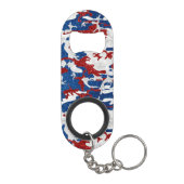 Rot, Weiß und Blau Camouflage 4. Juli Glitzer Mini Flaschenöffner (Rückseite)