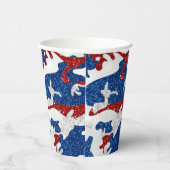 Rot, Weiß und Blau Camouflage 4. Juli Glitzer Pappbecher (Rechts)