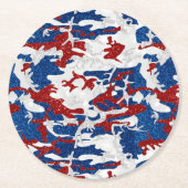Rot, Weiß und Blau Camouflage 4. Juli Glitzer Runder Pappuntersetzer (Vorderseite)