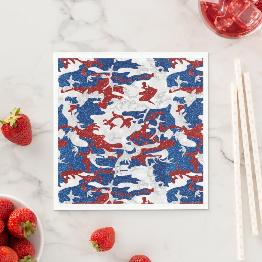 Rot, Weiß und Blau Camouflage 4. Juli Glitzer Serviette (Beispiel)