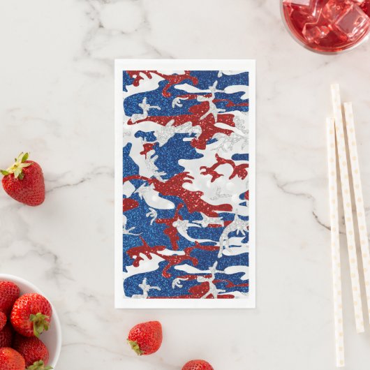Rot, Weiß und Blau Camouflage 4. Juli Glitzer Serviette (Beispiel)