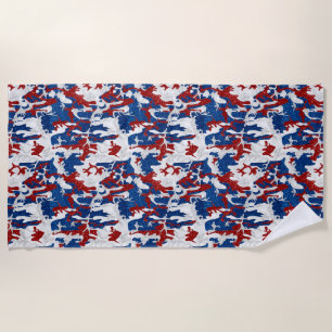 Rot, Weiß und Blau Camouflage 4. Juli Glitzer Strandtuch