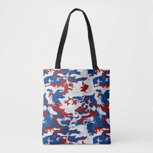 Rot, Weiß und Blau Camouflage 4. Juli Glitzer Tasche