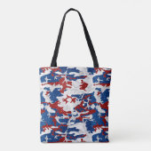 Rot, Weiß und Blau Camouflage 4. Juli Glitzer Tasche (Rückseite)