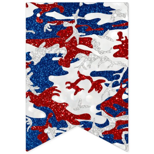 Rot, Weiß und Blau Camouflage 4. Juli Glitzer Wimpelkette (Erste Fahne)