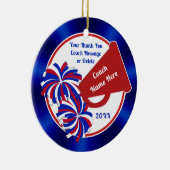 Rot weiß und blau, Chefcoach Geschenke, Cheftraine Keramik Ornament (Rechts)