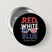 Rot Weiß Und Blau Cousin Crew 4. Juli Button (Vorne & Hinten)