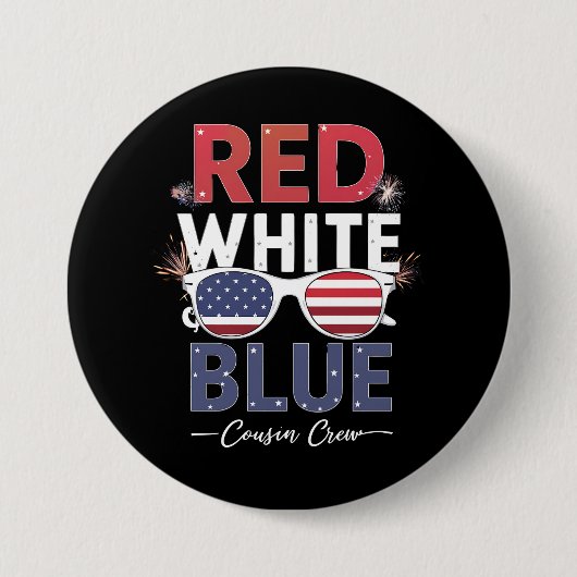 Rot Weiß Und Blau Cousin Crew 4. Juli Button (Vorderseite)