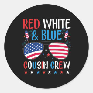 Rot-Weiß und Blau-Cousin Crew Vintag 4. Juli Runder Aufkleber