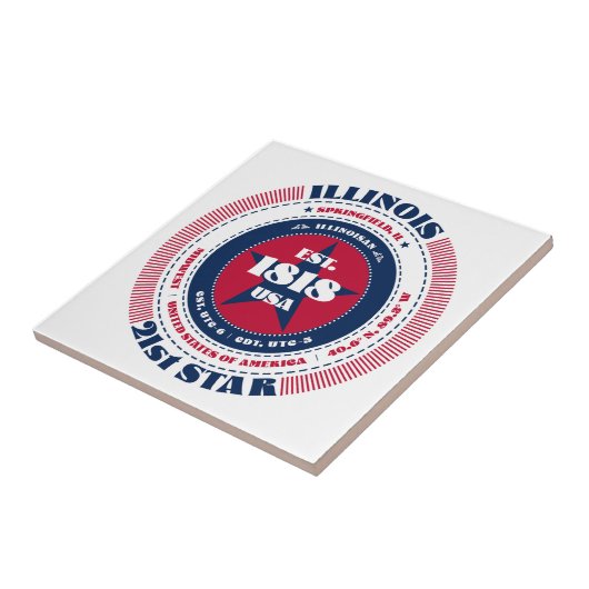 Rot, Weiß und Blau der Illinois Keramik Tile Fliese (Seite)