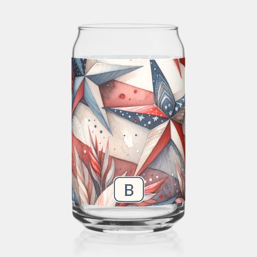 Rot weiß und Blau Dosenglas (Rückseite)