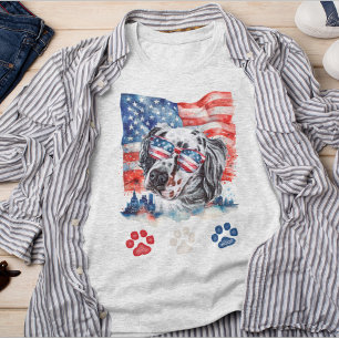 Rot Weiß und Blau English Setter Hund 4. Juli T-Shirt