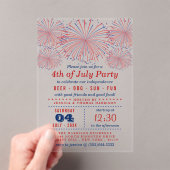 Rot, Weiß und Blau Feuerwerk 4. Juli Party Acryleinladungen (Insitu (Handheld))