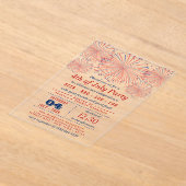Rot, Weiß und Blau Feuerwerk 4. Juli Party Acryleinladungen (Ablage )