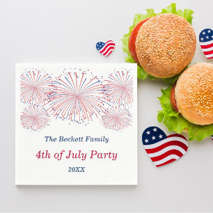 Rot, Weiß und Blau Feuerwerk 4. Juli Party Serviette
