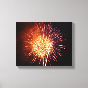 Rot, Weiß und Blau Feuerwerk I Patriotisch Leinwanddruck
