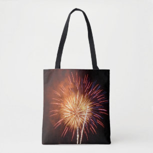 Rot, Weiß und Blau Feuerwerk I Patriotisch Tasche