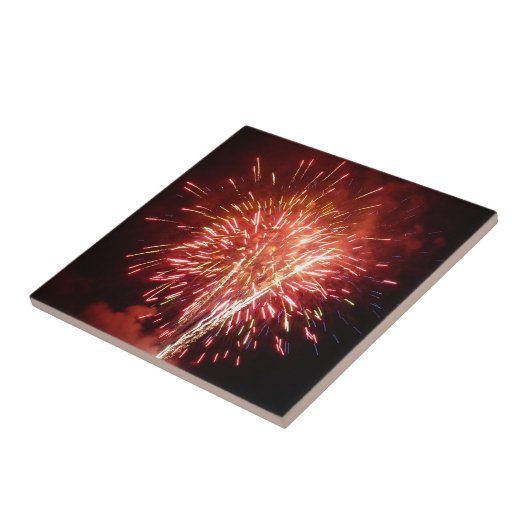 Rot, Weiß und Blau Feuerwerke II Patriotisch Fliese (Seite)