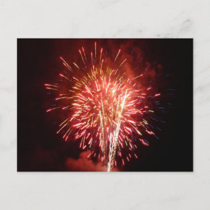 Rot, Weiß und Blau Feuerwerke II Patriotisch Postkarte