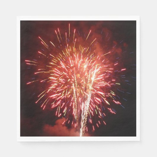 Rot, Weiß und Blau Feuerwerke II Patriotisch Serviette (Vorderseite)