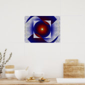 Rot, Weiß und Blau Fraktal Kunst Poster (Küche)