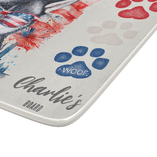 Rot-Weiß und Blau-Funny Siberischer Husky-Hund Lec Schneidebrett (Ecke)