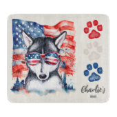 Rot-Weiß und Blau-Funny Siberischer Husky-Hund Lec Schneidebrett (Vorderseite)