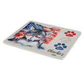 Rot-Weiß und Blau-Funny Siberischer Husky-Hund Lec Schneidebrett (Ecke)