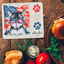 Rot-Weiß und Blau-Funny Siberischer Husky-Hund Lec