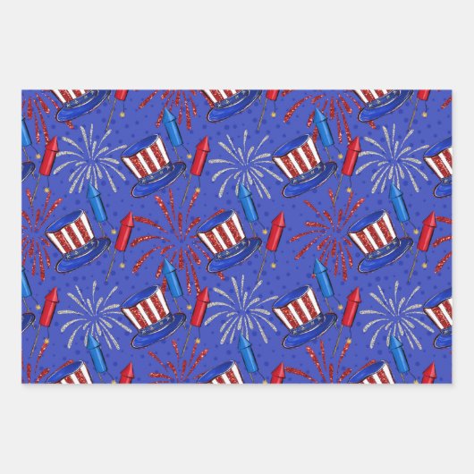 Rot, Weiß und Blau Geschenkpapier Set (Vorderseite)