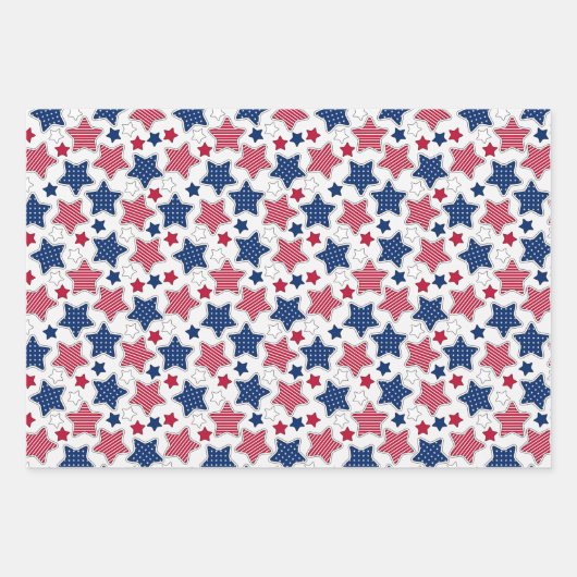 Rot weiß und blau geschenkpapier set (Vorderseite 3)