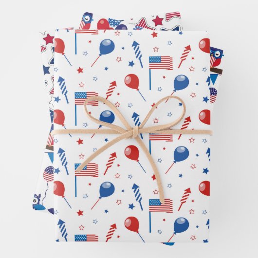 Rot weiß und blau geschenkpapier set (Beispiel)