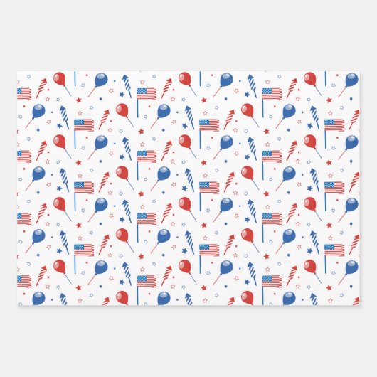 Rot weiß und blau geschenkpapier set (Vorderseite)