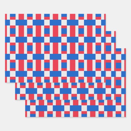 rot-weiß und blau gestrichelte Druckfarbe Geschenkpapier Set (Set)