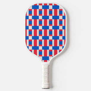 rot-weiß und blau gestrichelte Druckfarbe Pickleball Schläger