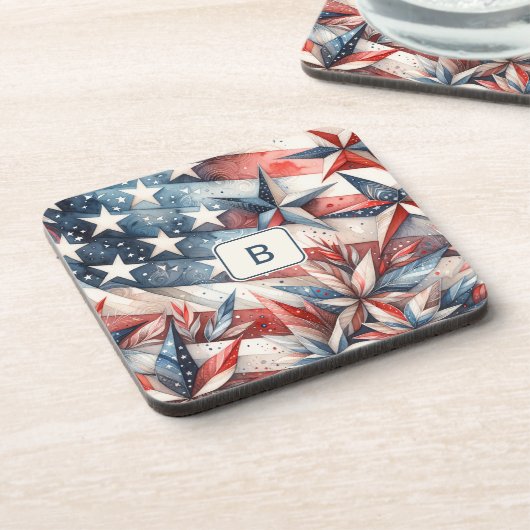 Rot weiß und Blau Getränkeuntersetzer (Linke Seite)