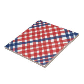 Rot, Weiß und Blau Gingham Kariert Fliese (Seite)