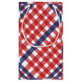 Rot, Weiß und Blau Gingham Kariert Kleine Geschenktüte (Rückseite)